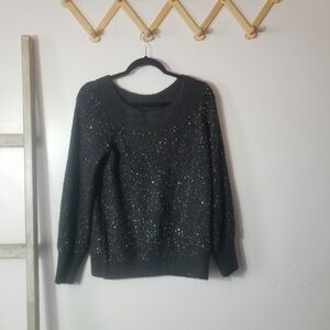 NEW YORK & COMPANY WOMEN'S SEQUINS DARK GRAY SWEATER SIZE MEDIUM